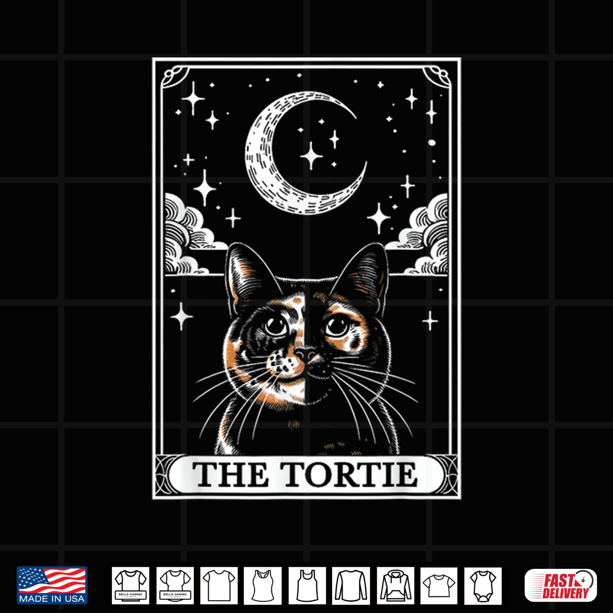 Tarot Card Crescent Moon Tortie Cat Mom Cat Lovers Shirt