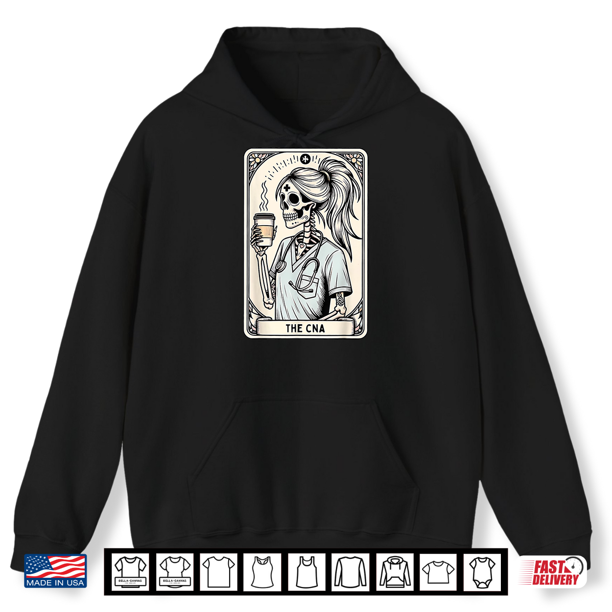 Certified Nurse Assistant Tarot Card Skeleton Cna Halloween Shirt