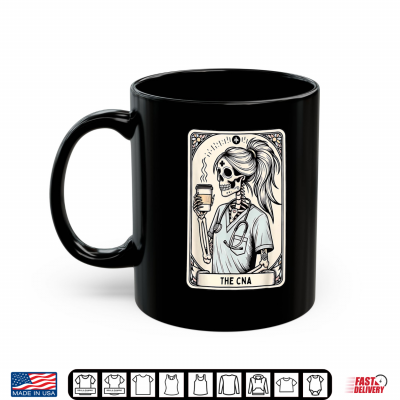 Mug Certified Nurse Assistant Tarot Card Skeleton CNA Halloween Shirt