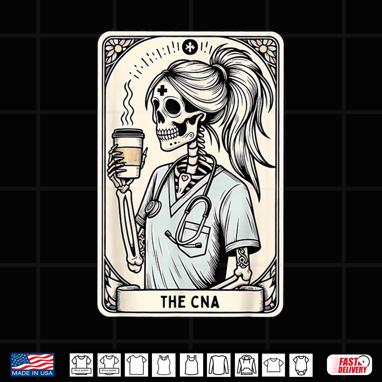 Certified Nurse Assistant Tarot Card Skeleton Cna Halloween Shirt