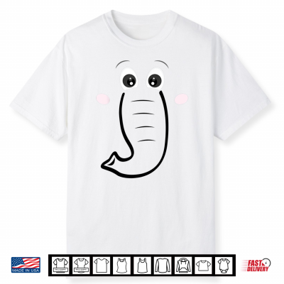 Elephant Face Cartoon Style Easy Halloween Costume Shirt