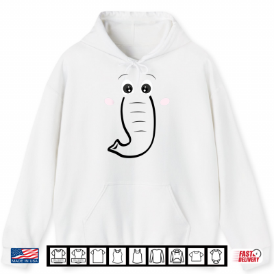 Hoodie Elephant Face Cartoon Style Easy Halloween Costume Shirt