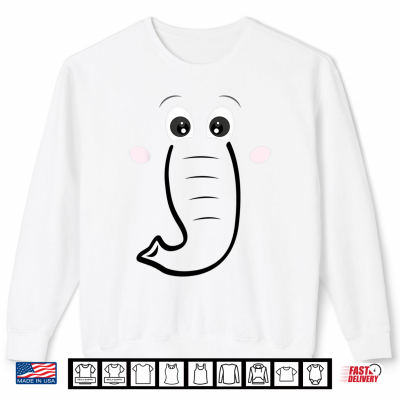Sweatshirt Elephant Face Cartoon Style Easy Halloween Costume Shirt