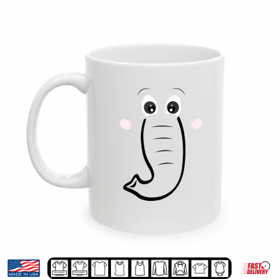 Mug Elephant Face Cartoon Style Easy Halloween Costume Shirt