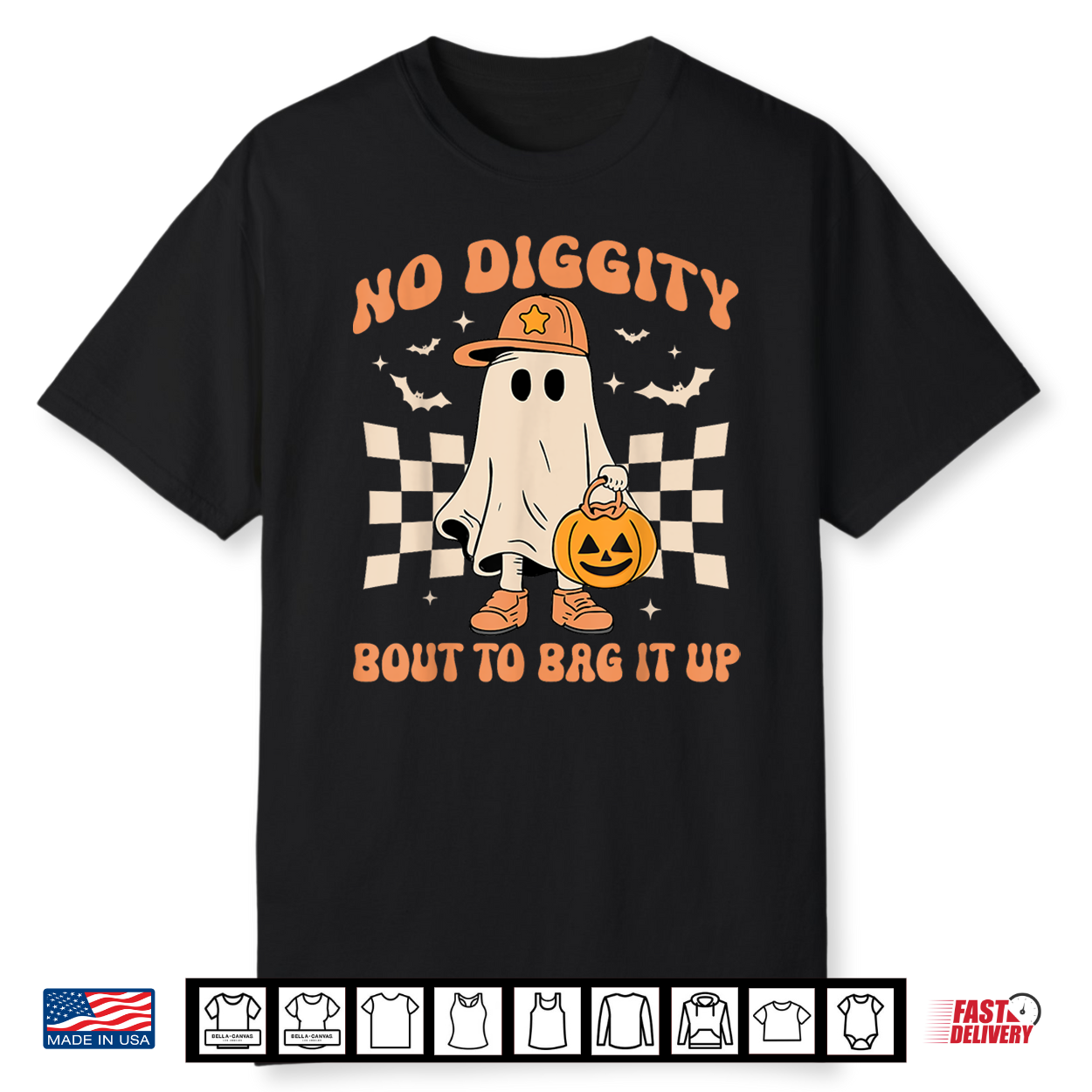 Halloween Ghost No Diggity Bout To Bag It Up Shirt