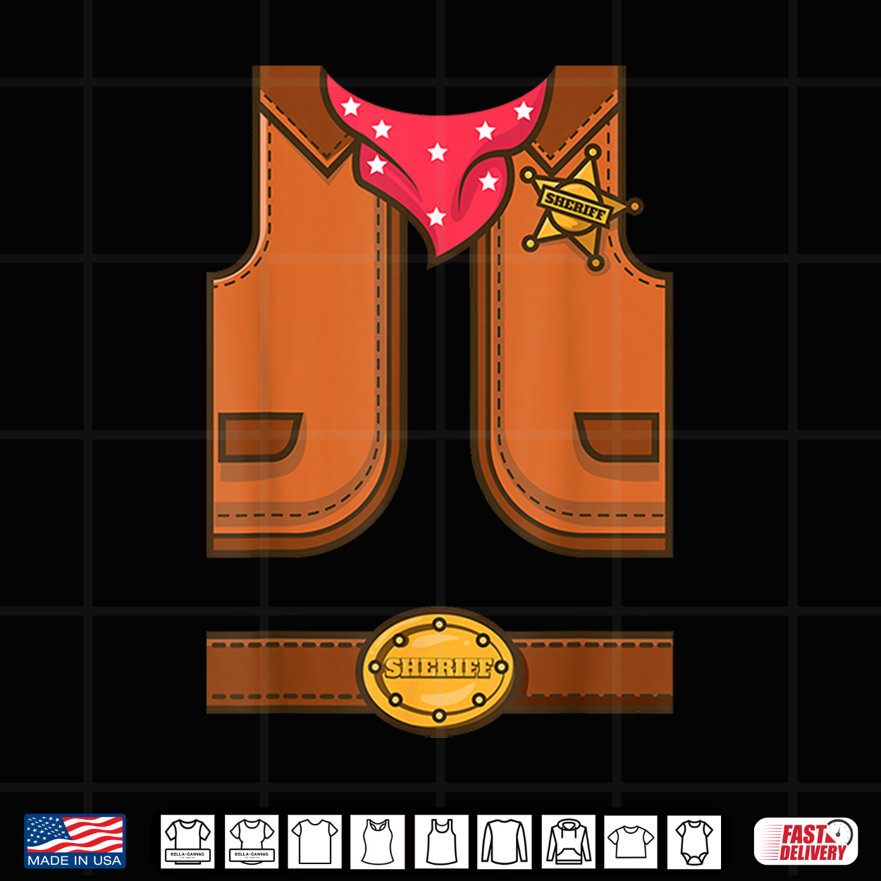 Funny Western Sheriff Halloween Cowboy Vest Simple Costume Shirt