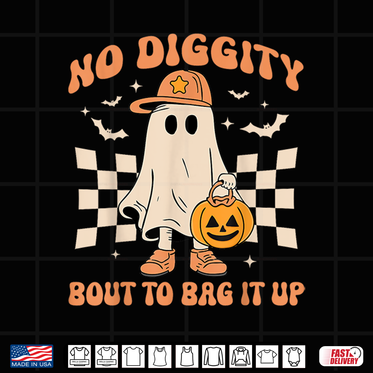 Halloween Ghost No Diggity Bout To Bag It Up Shirt