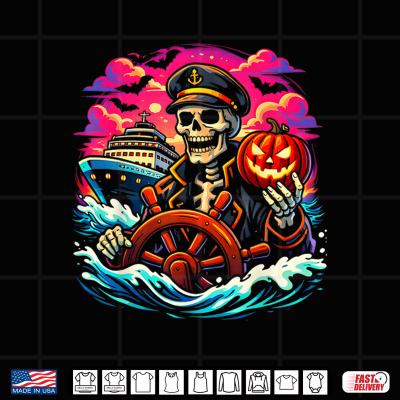 Design Halloween Skeleton Cruise Ship Scary Cruise Trip Vacation Shirt
