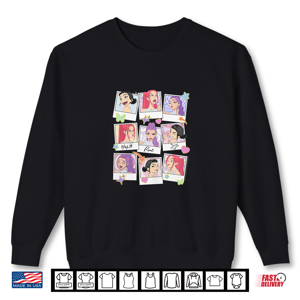 Kids Kpop Demon Hunters Halloween Huntrix Polaroid Frames Shirt