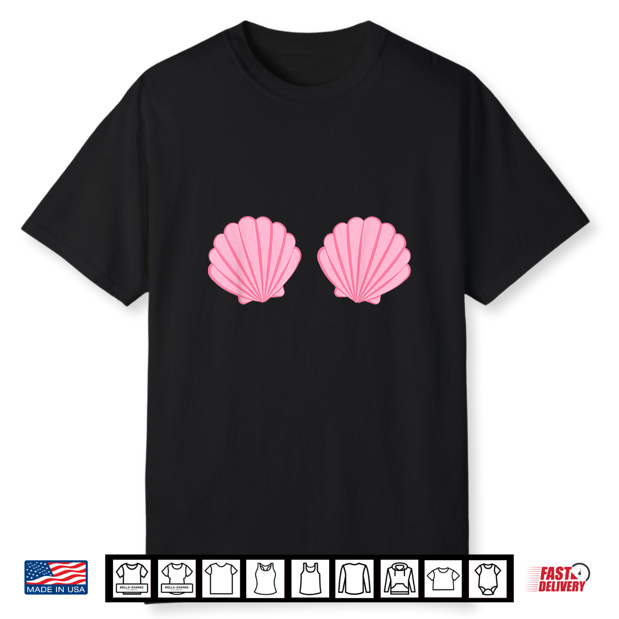 Mermaid Pink Seashell Bra Cartoon Graphic Shirt Mermaid Pink Seashell Bra Cartoon Graphic Shirt