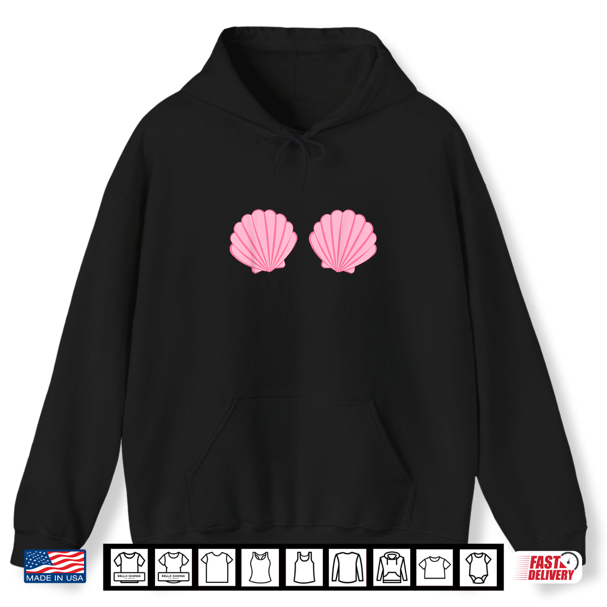 Mermaid Pink Seashell Bra Cartoon Graphic Shirt Mermaid Pink Seashell Bra Cartoon Graphic Shirt