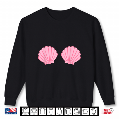 Mermaid Pink Seashell Bra Cartoon Graphic Shirt 2 Sweatshirt Mermaid Pink Seashell Bra Cartoon Graphic Shirt