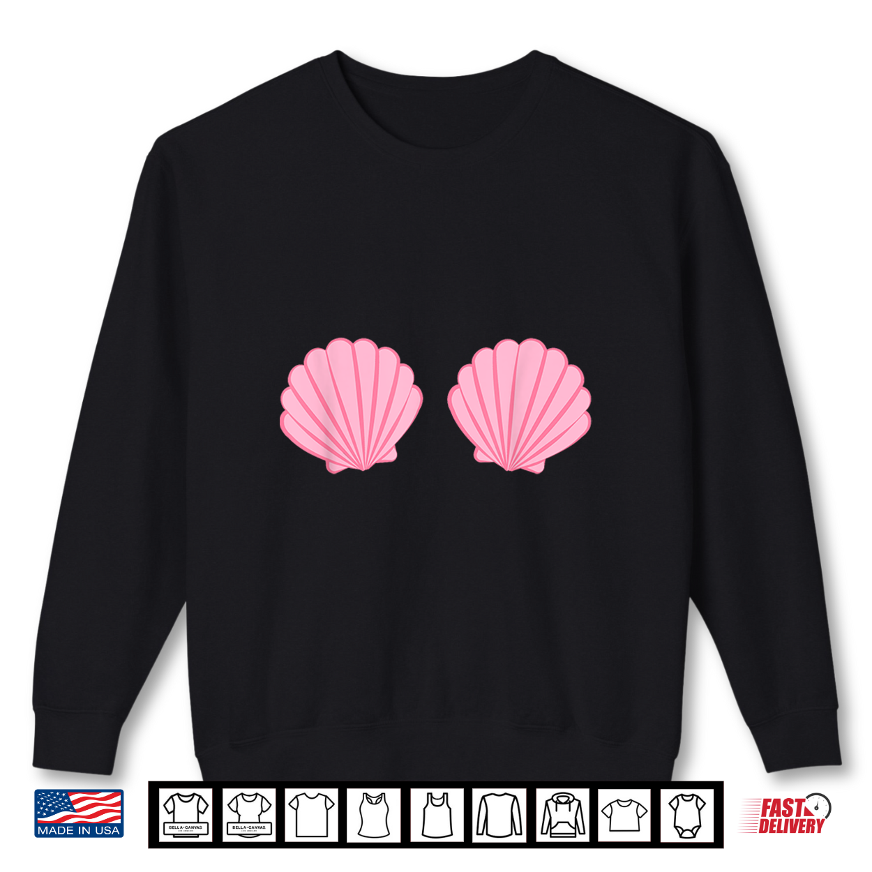 Mermaid Pink Seashell Bra Cartoon Graphic Shirt Mermaid Pink Seashell Bra Cartoon Graphic Shirt
