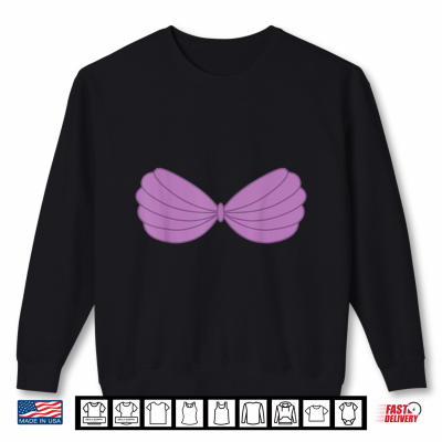 Sweatshirt Mermaid Purple Seashell Bra Cartoon Graphic Shirt