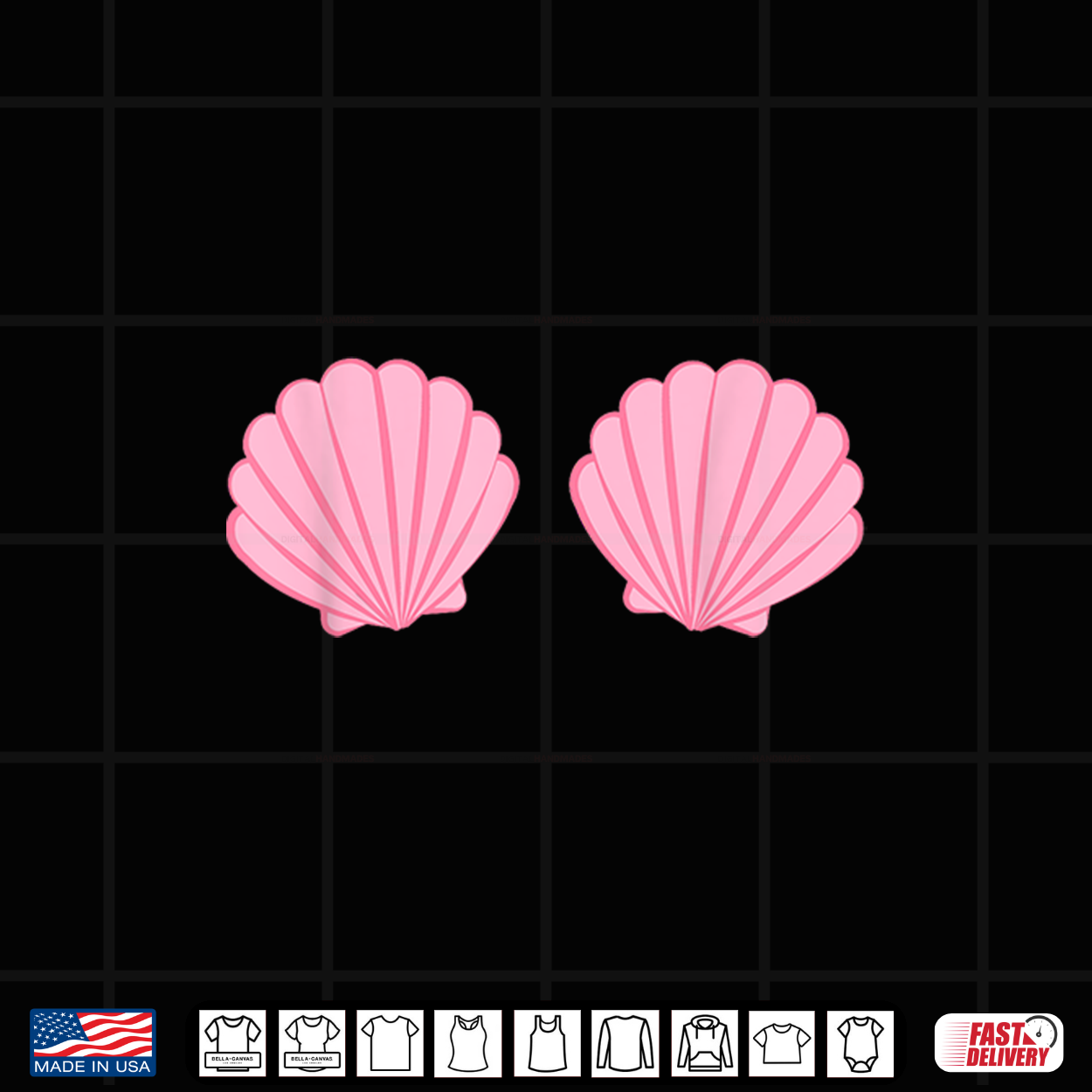 Mermaid Pink Seashell Bra Cartoon Graphic Shirt Mermaid Pink Seashell Bra Cartoon Graphic Shirt