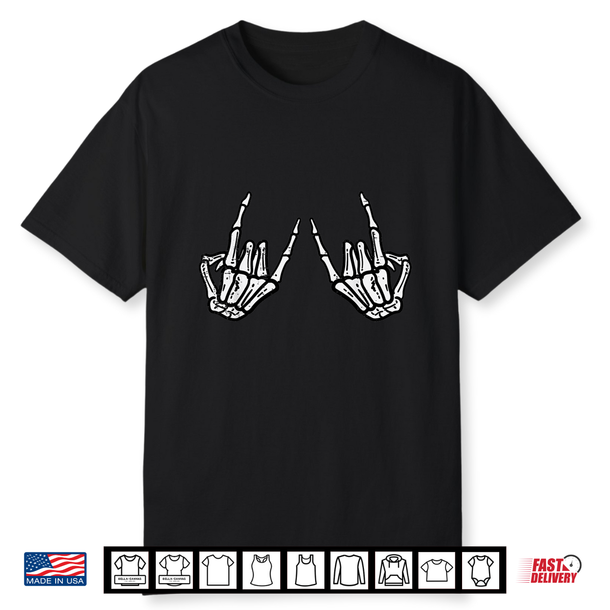 Rocker Hand Sign Rock Skeleton Retro Halloween Shirt Rocker Hand Sign Rock Skeleton Retro Halloween Shirt