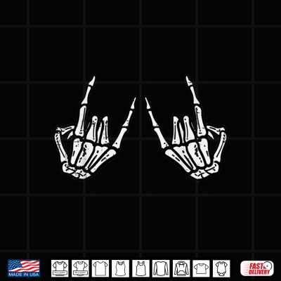 Rocker Hand Sign Rock Skeleton Retro Halloween Shirt 4 Design Rocker Hand Sign Rock Skeleton Retro Halloween Shirt