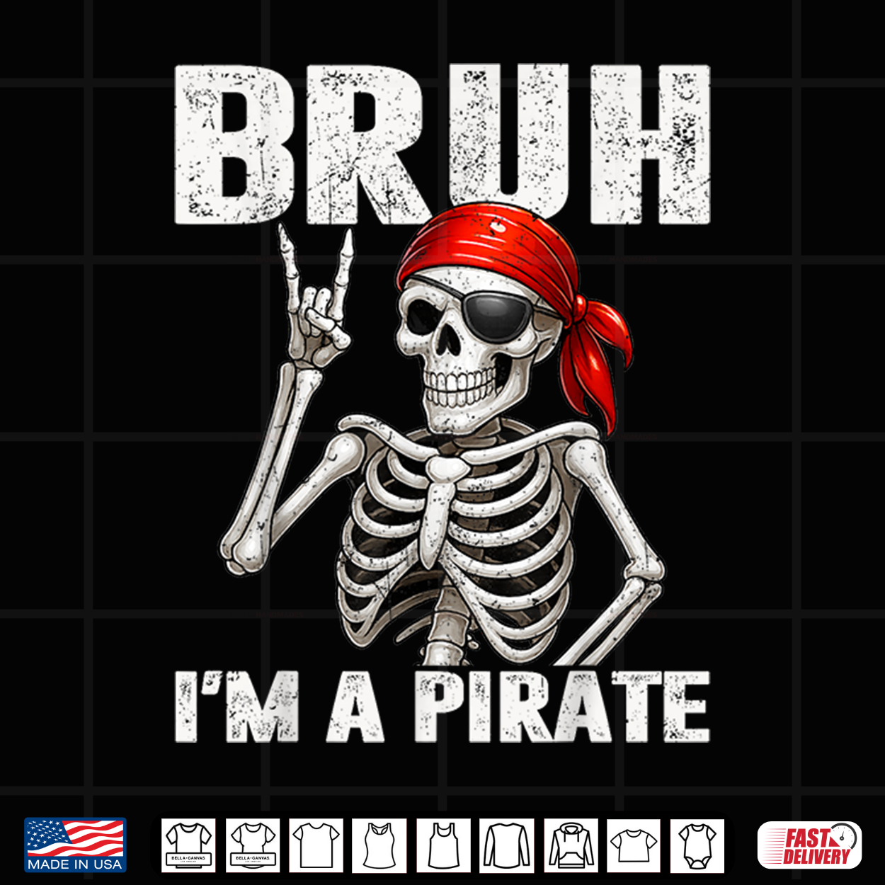 Bruh Im A Pirate Spooky Skeleton Halloween Costumes Shirt
