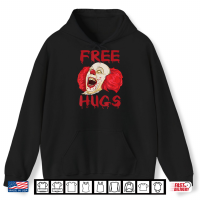 Free Hugs Halloween Evil Killer Scary Clown Horror Gift Shirt 1 Hoodie Free Hugs Halloween Evil Killer Scary Clown Horror Gift Shirt