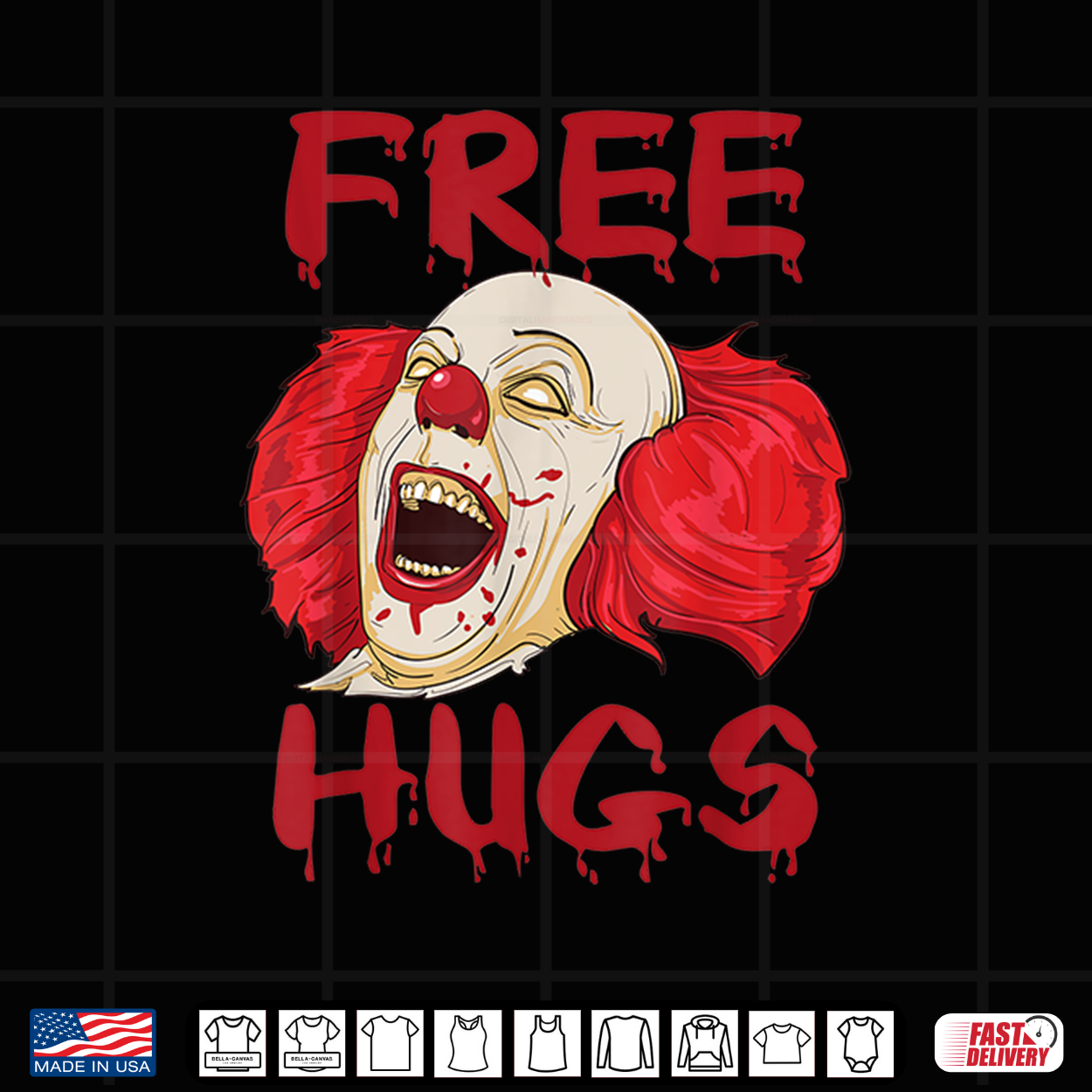 Free Hugs Halloween Evil Killer Scary Clown Horror Gift Shirt Free Hugs Halloween Evil Killer Scary Clown Horror Gift Shirt
