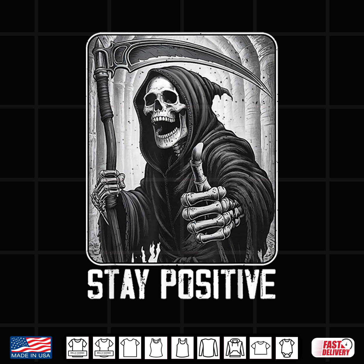 Funny Stay Positive Grim Reaper Skeleton Skull Halloween Shirt Funny Stay Positive Grim Reaper Skeleton Skull Halloween Shirt