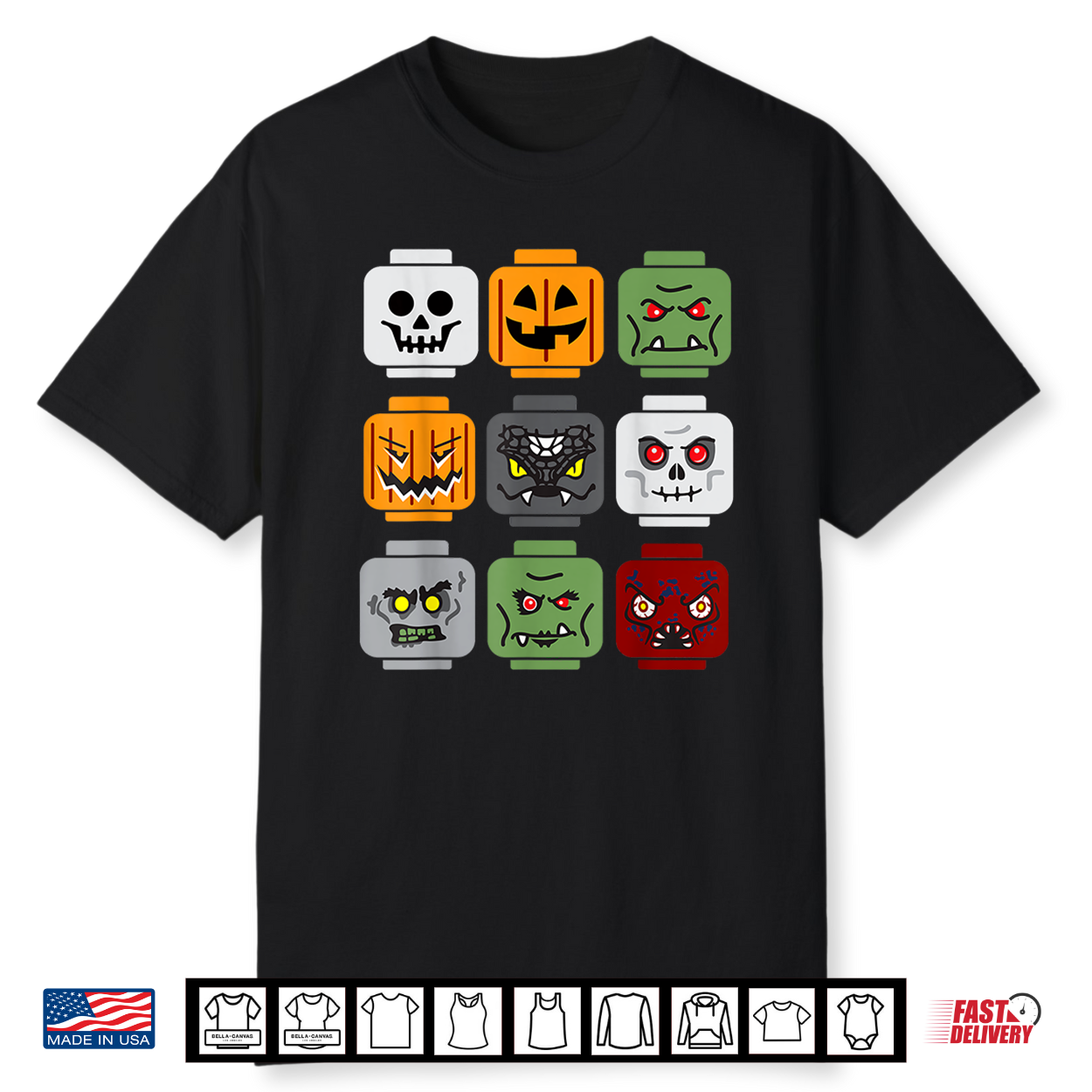 Halloween Building Brick Head Pumpkin Ghost Zombie Friends Shirt Halloween Building Brick Head Pumpkin Ghost Zombie Friends Shirt
