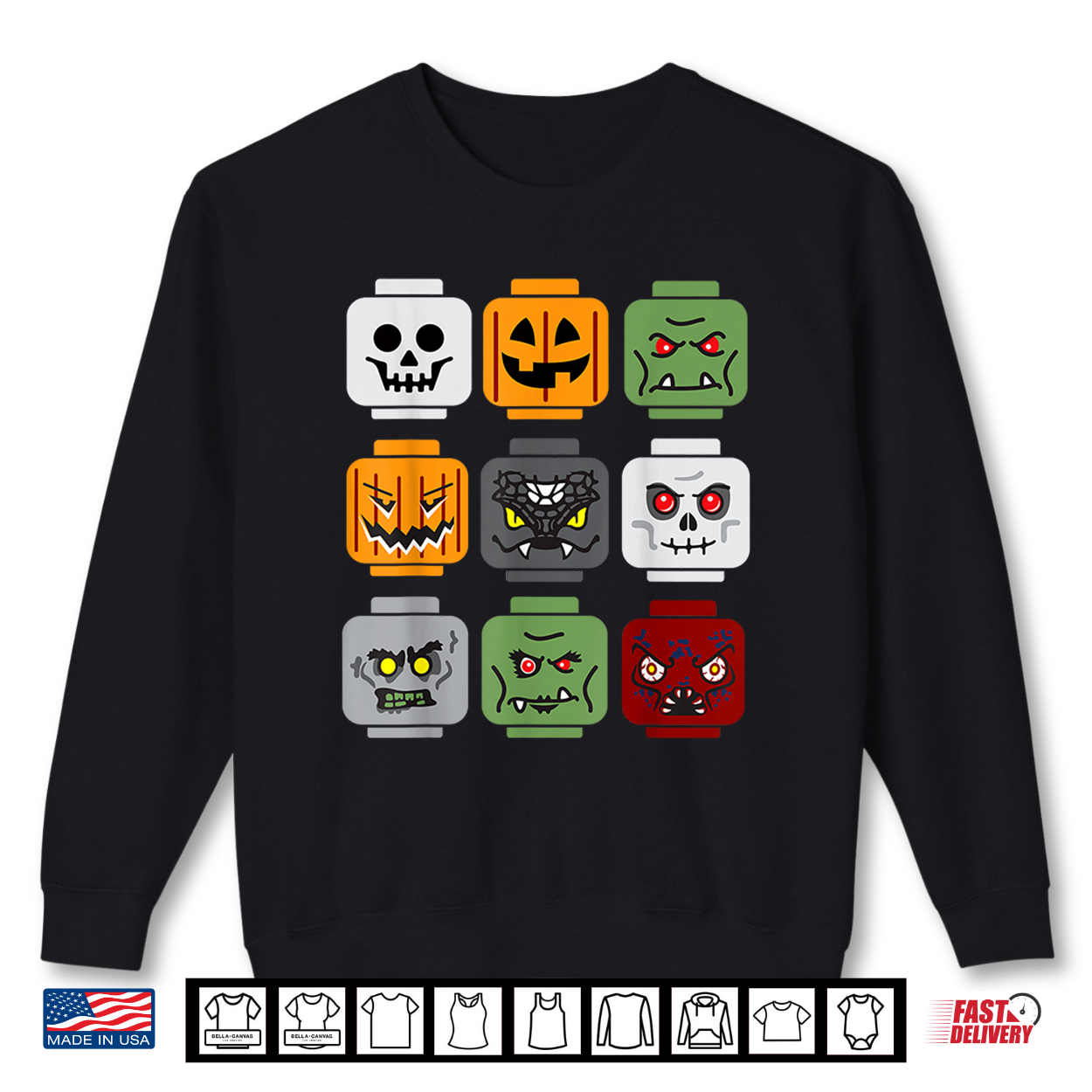 Halloween Building Brick Head Pumpkin Ghost Zombie Friends Shirt Halloween Building Brick Head Pumpkin Ghost Zombie Friends Shirt