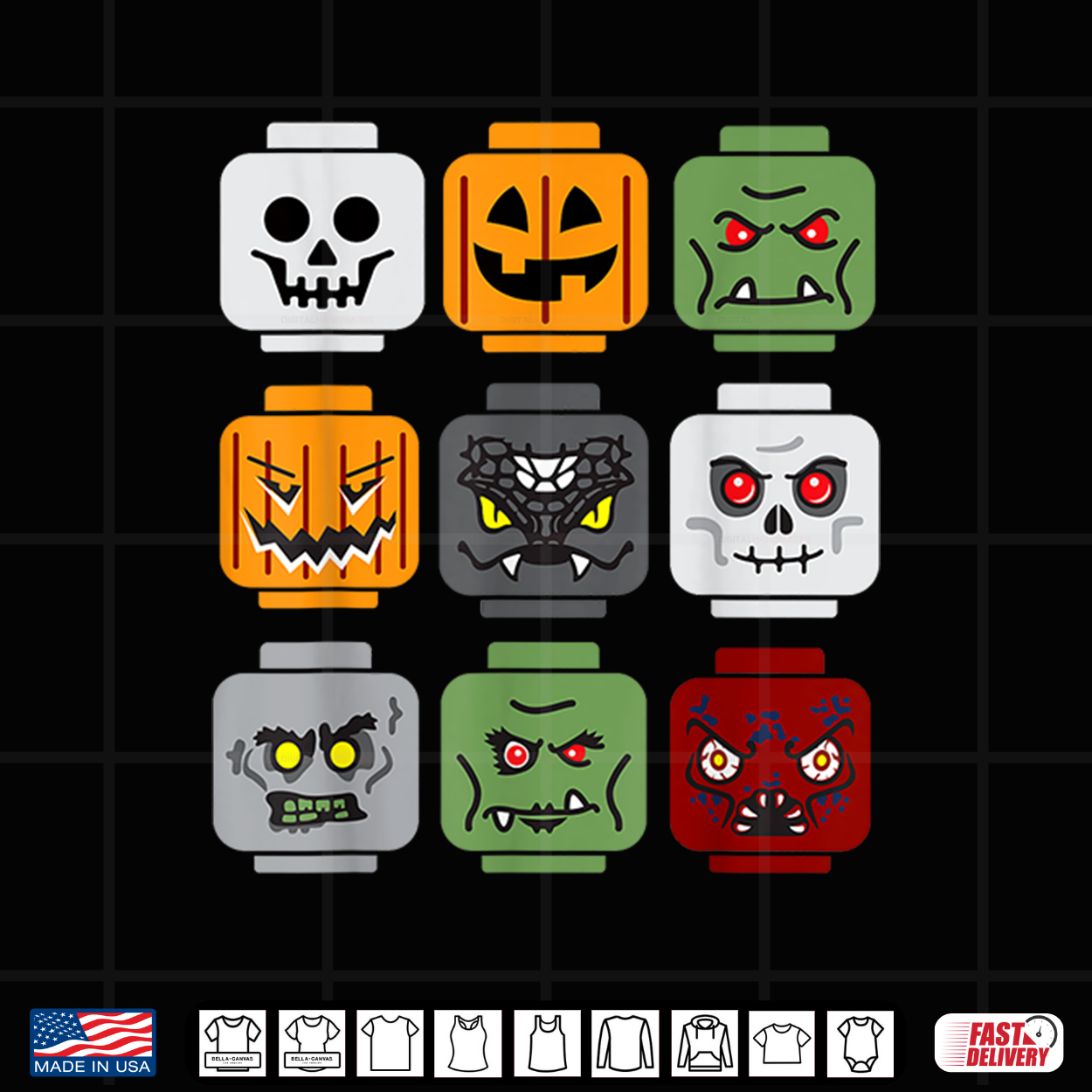 Halloween Building Brick Head Pumpkin Ghost Zombie Friends Shirt Halloween Building Brick Head Pumpkin Ghost Zombie Friends Shirt