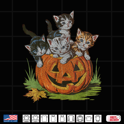 Halloween Vintage Cat Pumpkin Spooky Season Shirt 4 Design Halloween Vintage Cat Pumpkin Spooky Season Shirt