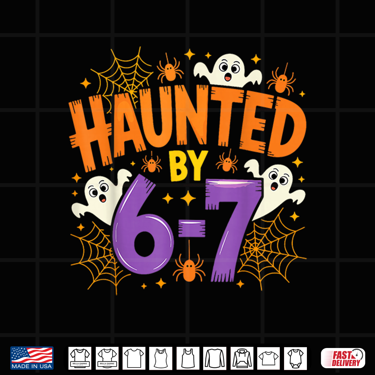 Haunted By 67 Funny Six Seven Meme Spooky Ghost Halloween Shirt