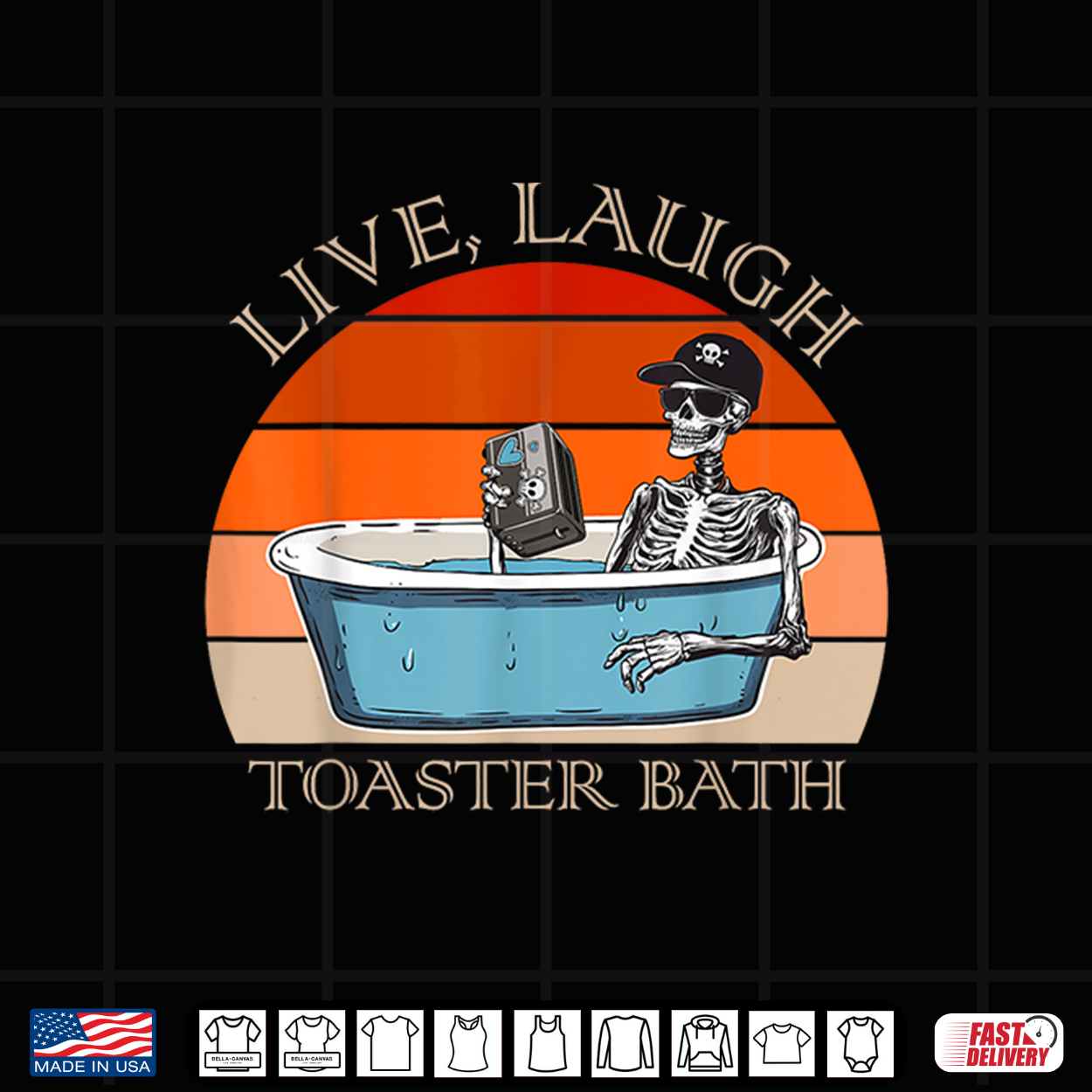 Live Laugh Toaster Bath Skeleton   Dark Humor Meme Halloween Shirt