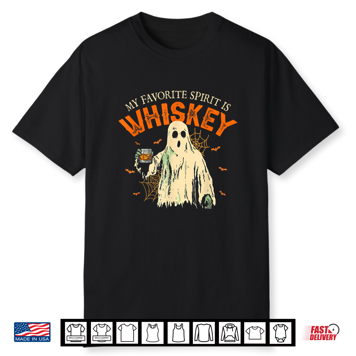 My Favorite Spirit Is Whiskey Funny Ghost Halloween Costume Shirt