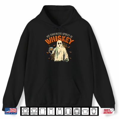 Hoodie My Favorite Spirit Is Whiskey Funny Ghost Halloween Costume Shirt