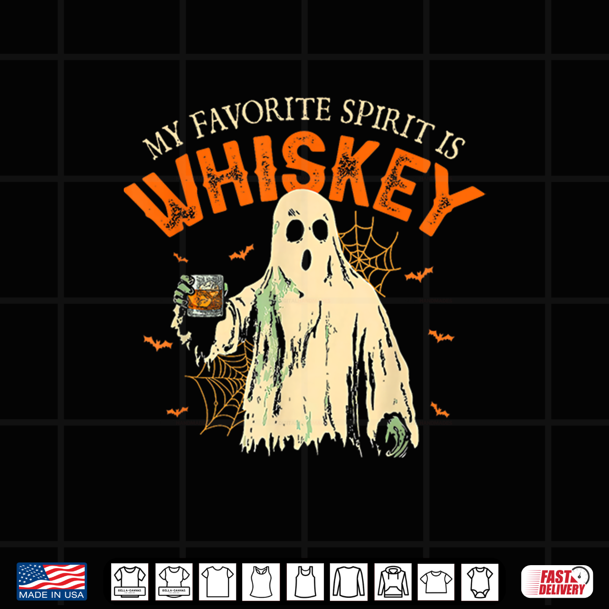 My Favorite Spirit Is Whiskey Funny Ghost Halloween Costume Shirt