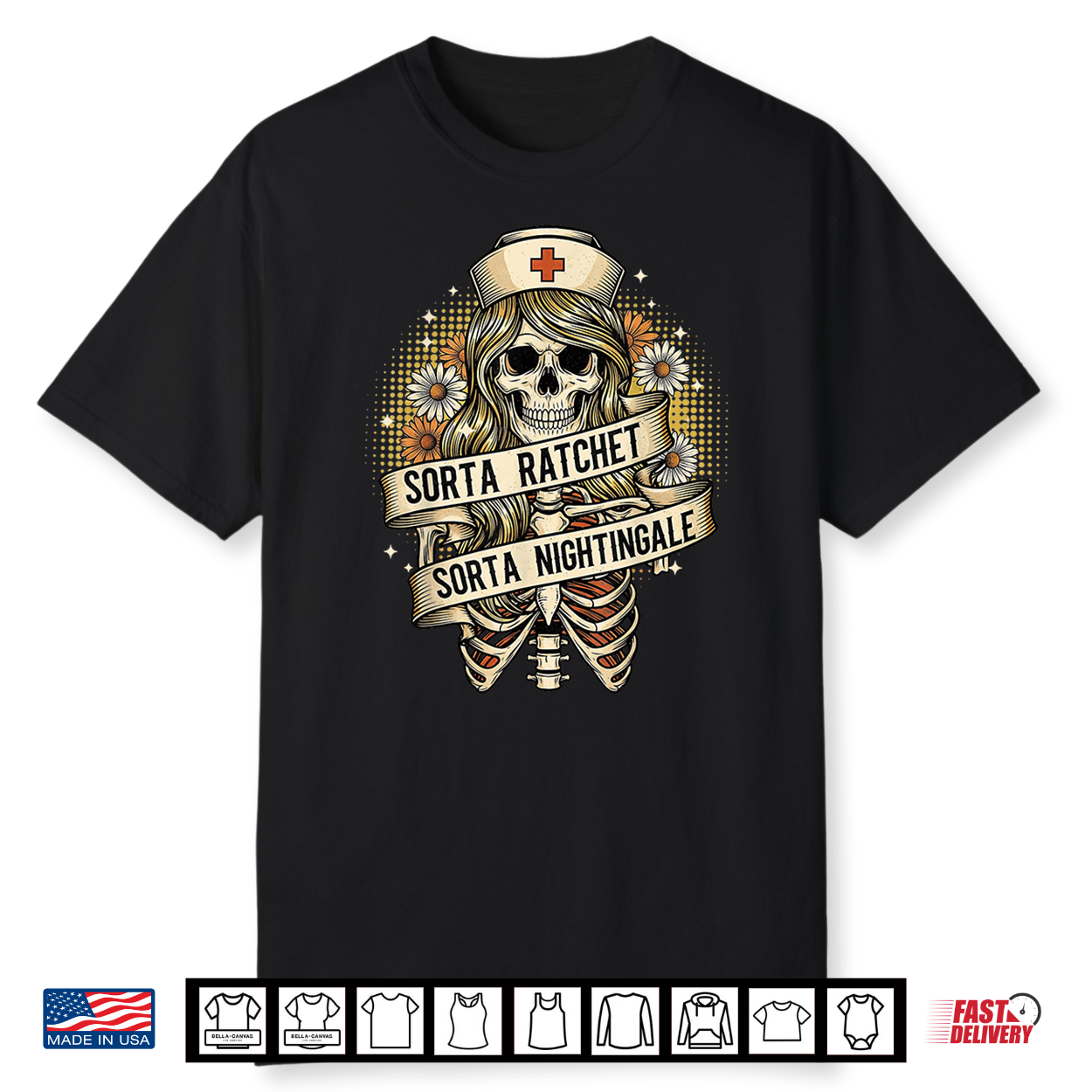 Sorta Ratchet Sorta Nightingale Nurse Funny Halloween Retro Shirt
