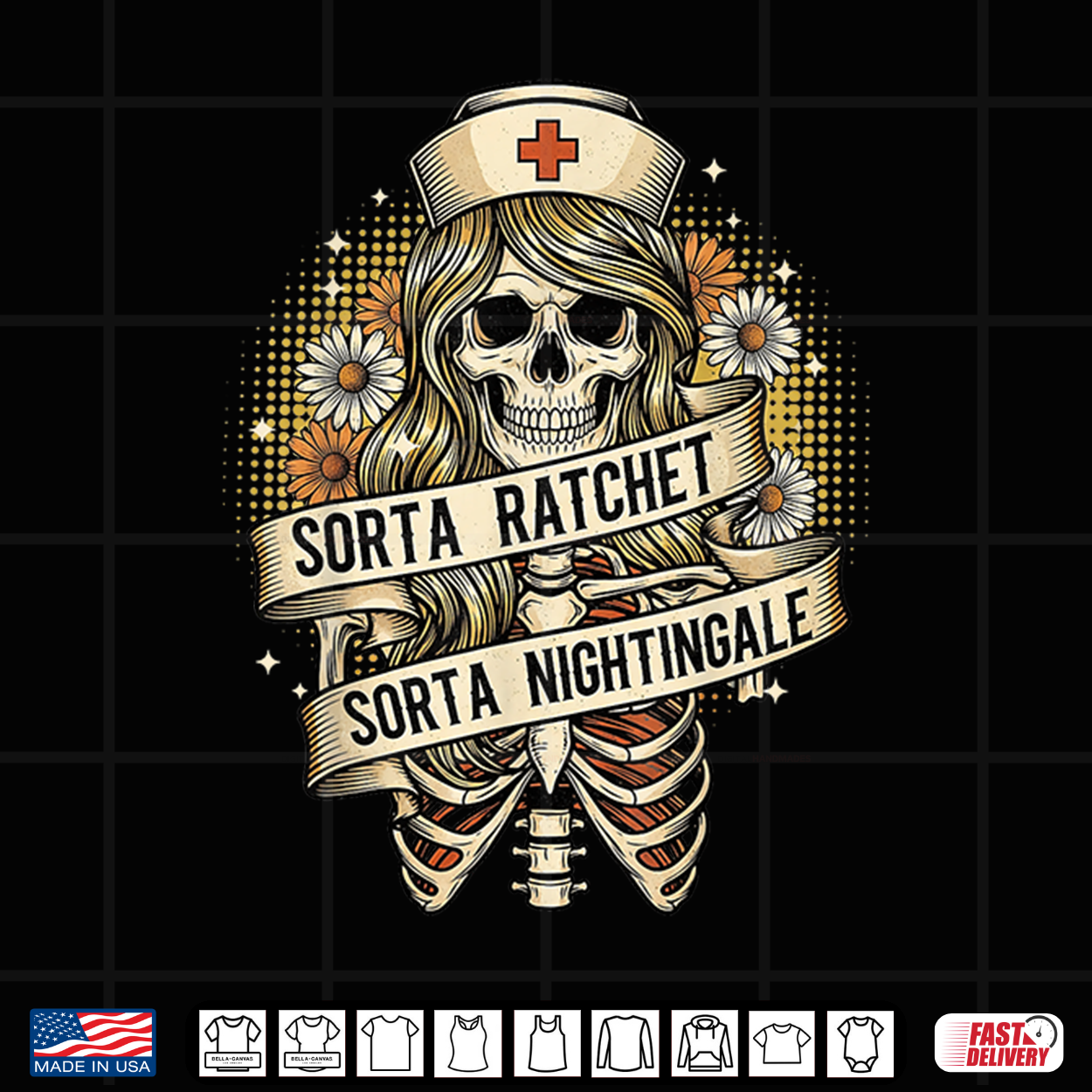 Sorta Ratchet Sorta Nightingale Nurse Funny Halloween Retro Shirt