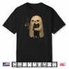 Spooky Ghost Holding Black Cat Coffee Lover Funny Halloween Shirt
