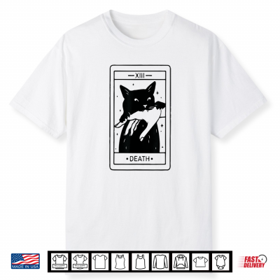 Black Cat Tarot Death Halloween Witchy Cat Lover Shirt