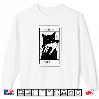 Sweatshirt Black Cat Tarot Death Halloween Witchy Cat Lover Shirt