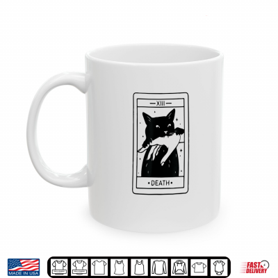 Mug Black Cat Tarot Death Halloween Witchy Cat Lover Shirt