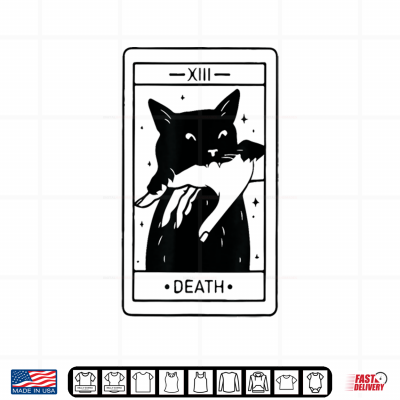 Design Black Cat Tarot Death Halloween Witchy Cat Lover Shirt