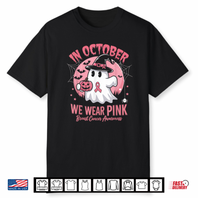 Breast Cancer Shirts Women Halloween In October We Wear Pink Shirt