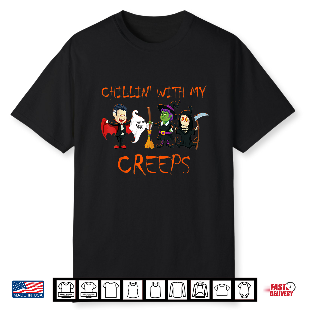 Chillin With My Creeps Vampire Ghost Skeleton Witch Shirt Chillin With My Creeps Vampire Ghost Skeleton Witch Shirt
