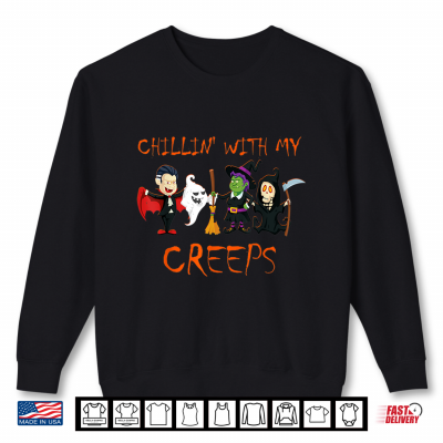 Chillin With My Creeps Vampire Ghost Skeleton Witch Shirt 2 Sweatshirt Chillin With My Creeps Vampire Ghost Skeleton Witch Shirt