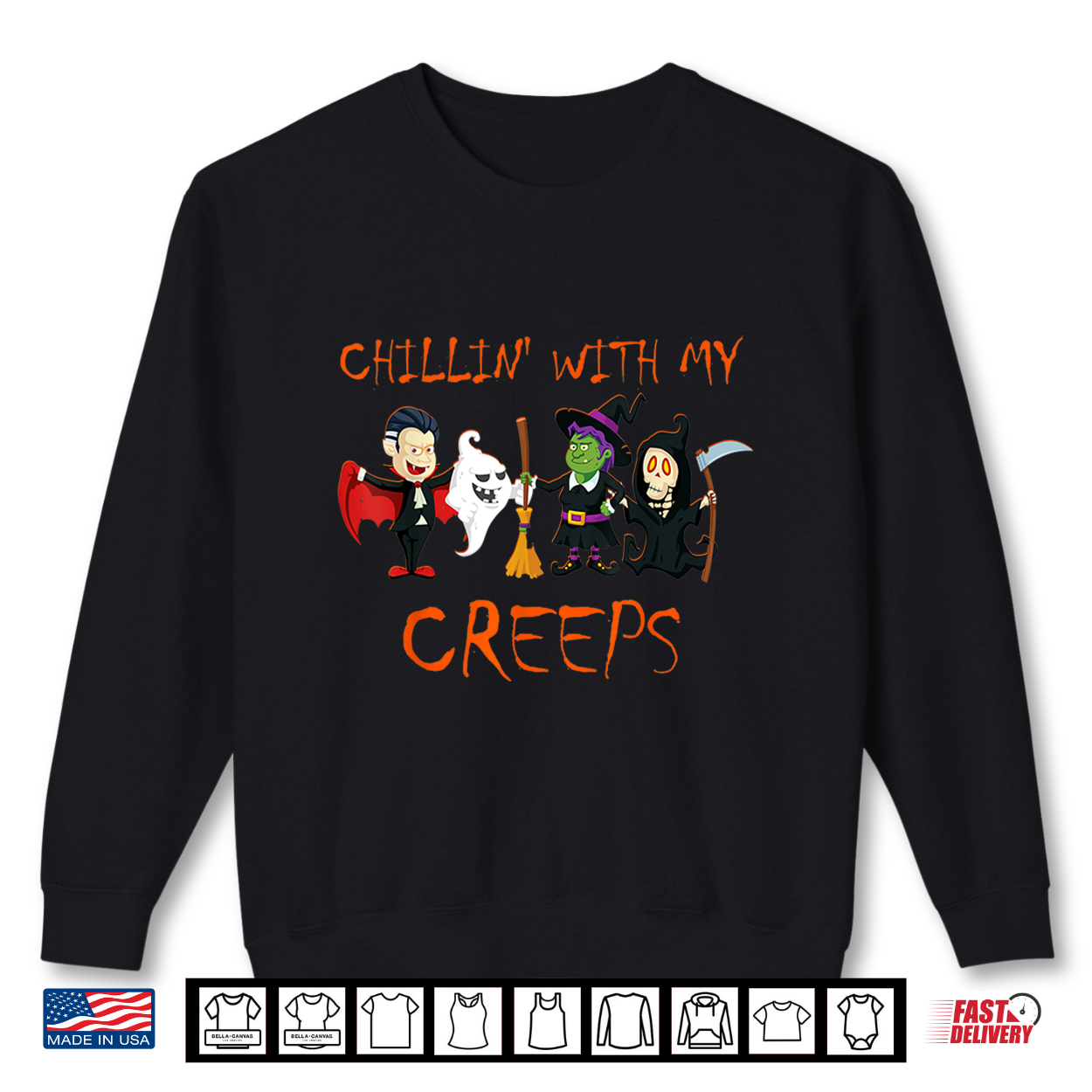 Chillin With My Creeps Vampire Ghost Skeleton Witch Shirt Chillin With My Creeps Vampire Ghost Skeleton Witch Shirt
