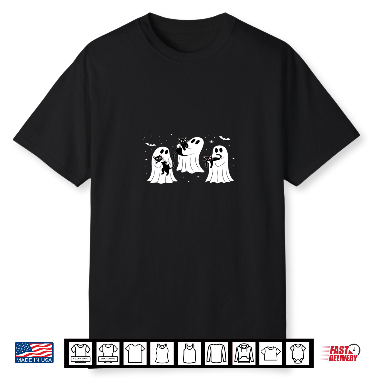 Halloween Ghost Black Cat Funny Halloween Cat Lovers Shirt Halloween Ghost Black Cat Funny Halloween Cat Lovers Shirt