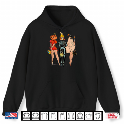 Hoodie Halloween Witch Pin Up Retro Pumpkin Women Shirt