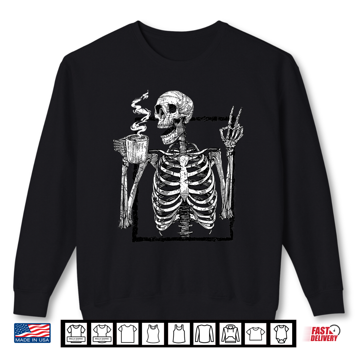 Skeleton Drinking Coffee Gothic Peace Sign Halloween Grunge Shirt Skeleton Drinking Coffee Gothic Peace Sign Halloween Grunge Shirt
