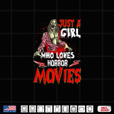 Womens Just A Girl Who Loves Horror Movies Funny Horror Movie Lover Shirt 4 Design Womens Just A Girl Who Loves Horror Movies Funny Horror Movie Lover Shirt