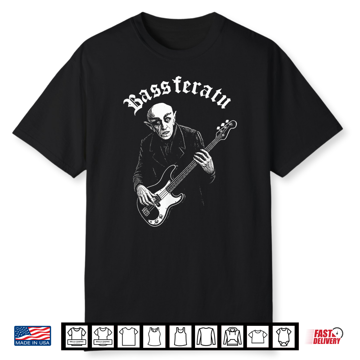 Bassferatu Gothic Horror Bass Guitar Player Halloween Parody Shirt Bassferatu Gothic Horror Bass Guitar Player Halloween Parody Shirt